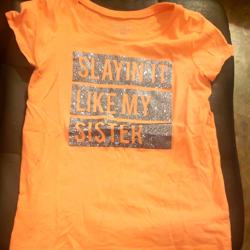 💫Orange Kids Shirt with Glitter Text EUC